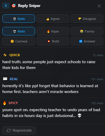Generated Replies UI